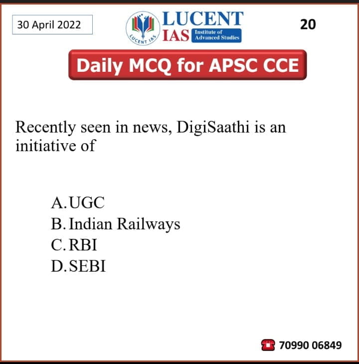 Download Assam Tribune Analysis & Current Affairs by Lucent IAS 8 Daily MCQ for APSC Preliminary Examination by Lucent IAS 30 April 2022