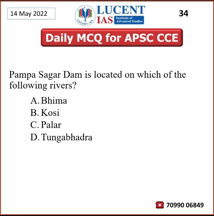 Daily MCQ for APSC Prelims _Lucent_IAS_16_May_2022