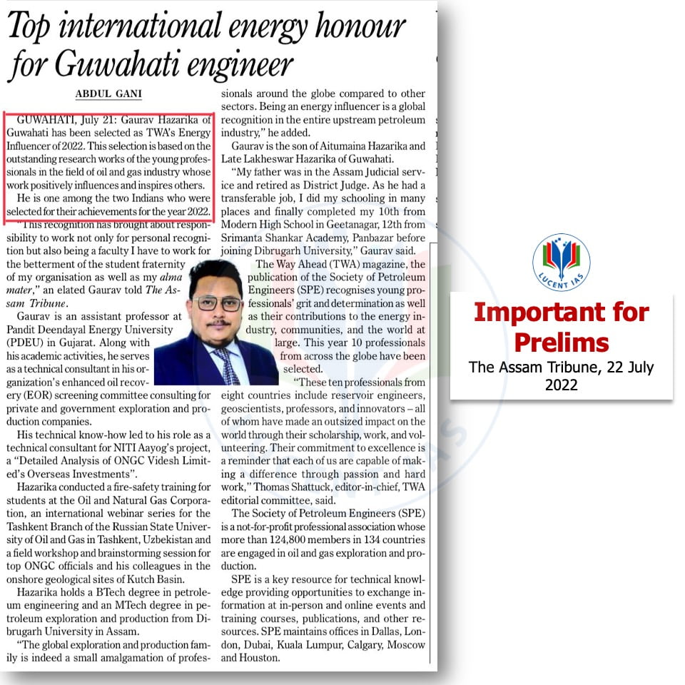 The Assam Tribune Analysis_Lucent IAS_The Best APSC Coaching Institute_22 July_2022