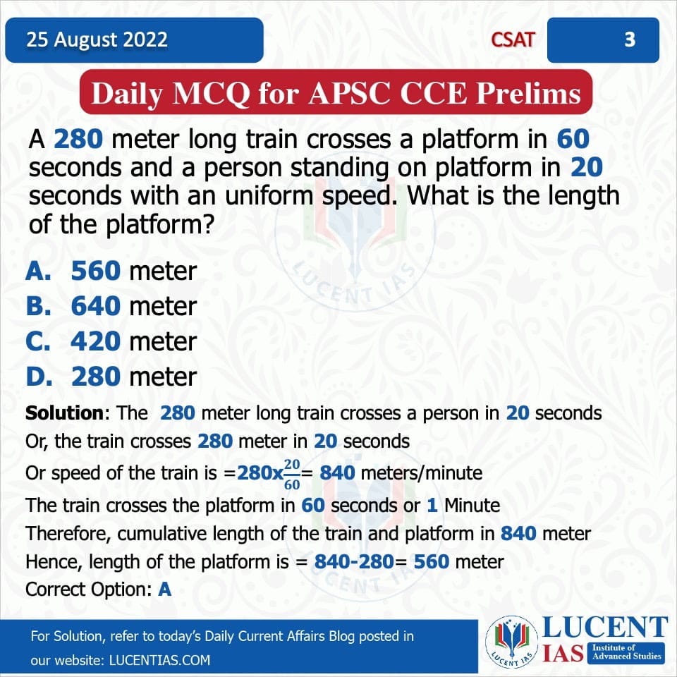 Download: APSC Current Affairs | Lucent IAS: The Best APSC Coaching Centre in Guwahati 9 MCQ for APSC Prelims 2022 Compiled by Lucent IAS_ Best APSC Coaching Centre in Guwahati_25 August_2022