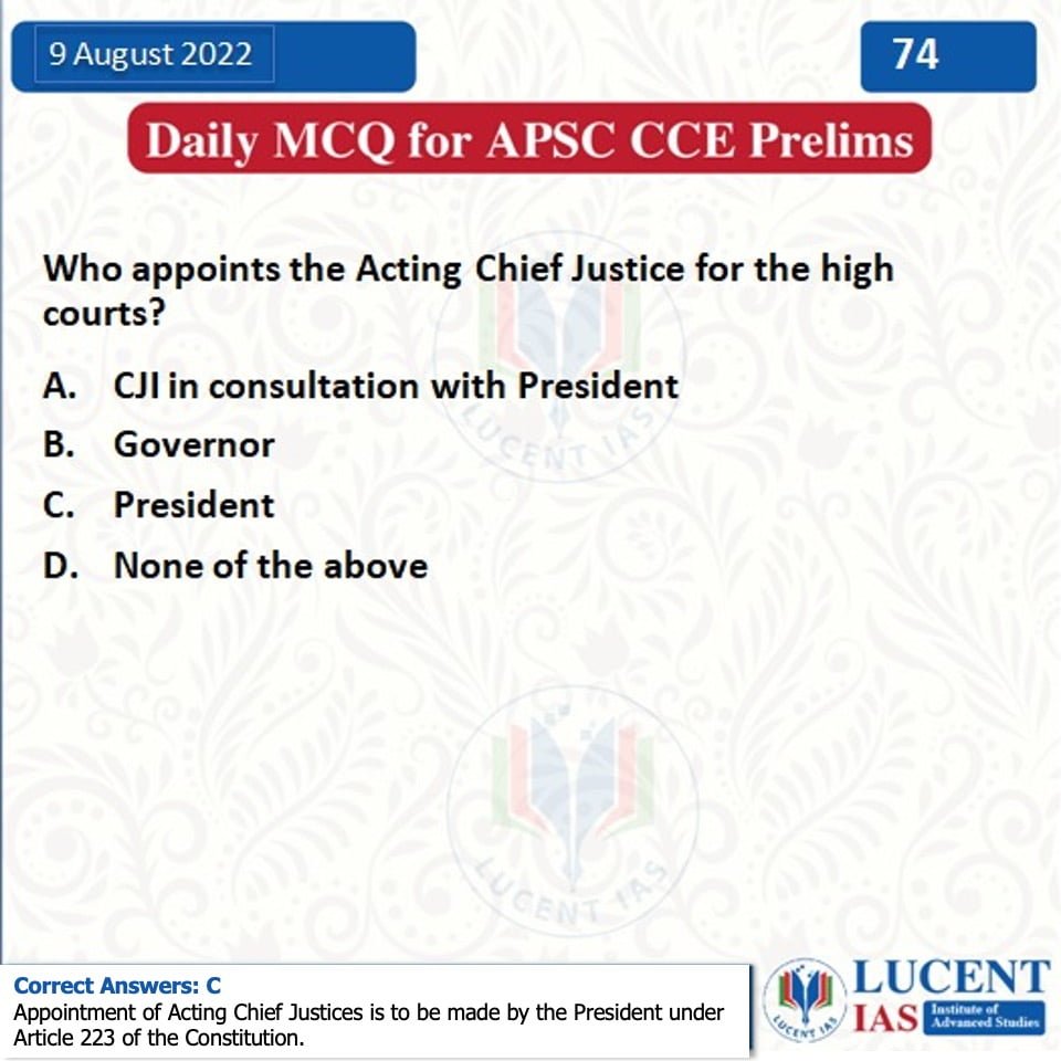 Download: Today's Assam Tribune Analysis & Current Affairs | Lucent IAS: The Best APSC Coaching in Assam 14 MCQ for APSC Prelims 2022 Compiled by Lucent IAS_The Best APSC Coaching in Assam_9 August_2022