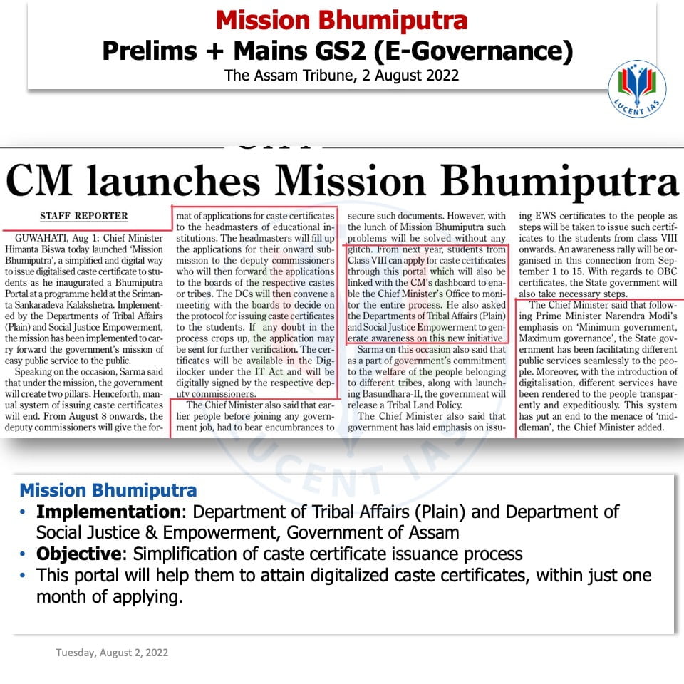 Download: Today's Assam Tribune Analysis & Current Affairs | Lucent IAS: The Best APSC Coaching in Assam 2 The Assam Tribune Analysis_Lucent IAS_The Best APSC Coaching in Assam_2 August_2022