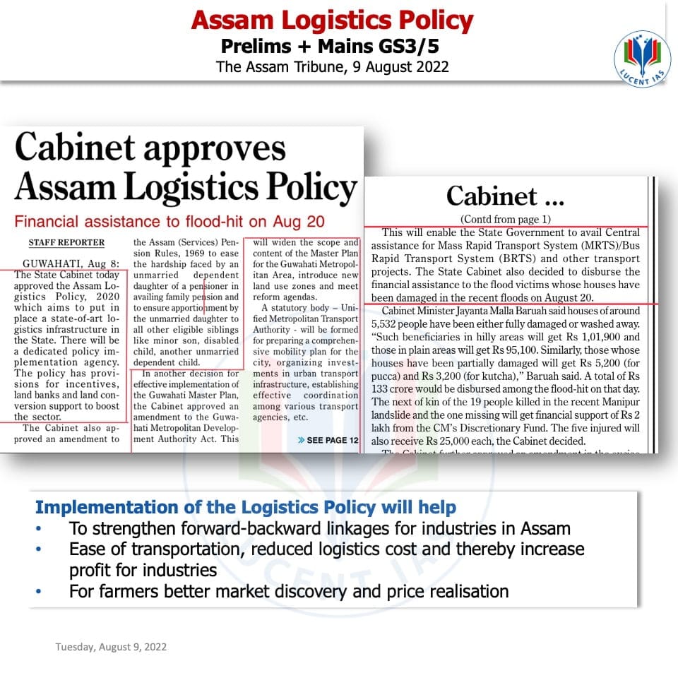 Download: Today's Assam Tribune Analysis & Current Affairs | Lucent IAS: The Best APSC Coaching in Assam 3 The Assam Tribune Analysis_Lucent IAS_The Best APSC Coaching in Assam_9 August_2022