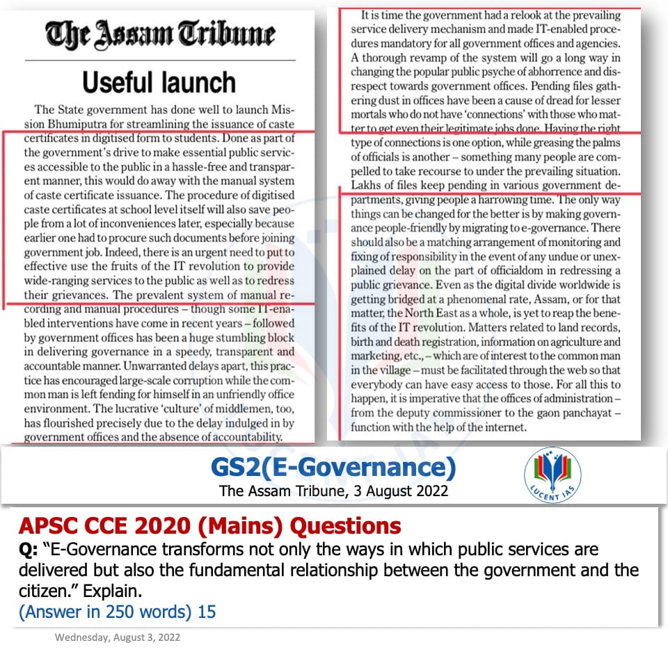 Download: Today's Assam Tribune Analysis & Current Affairs | Lucent IAS: Best APSC Coaching in Guwahati 6 The Assam Tribune Analysis_Lucent IAS_The Best APSC Coaching in Guwahati_3 August_2022