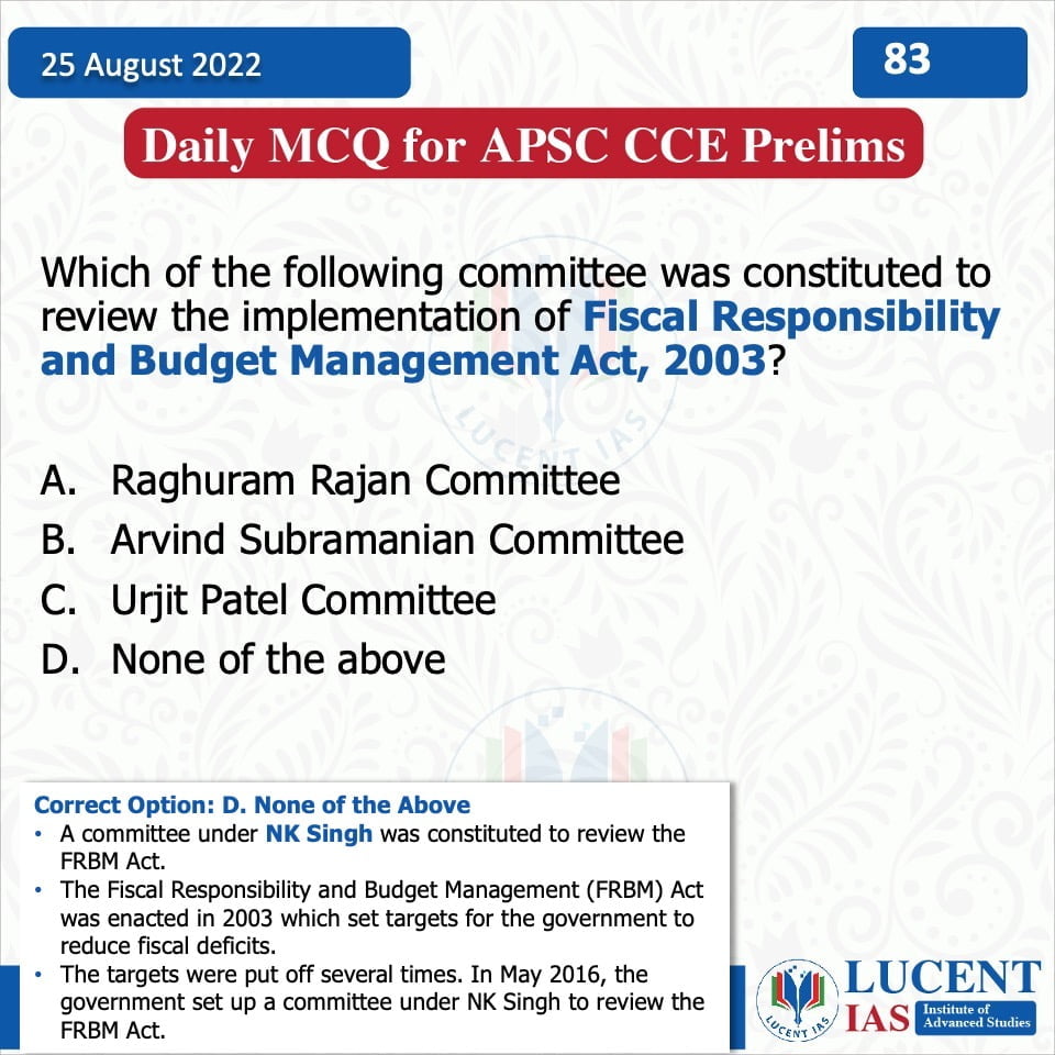 Download: APSC Current Affairs | Lucent IAS: The Best APSC Coaching Centre in Guwahati 8 MCQ for APSC Prelims 2022 Compiled by Lucent IAS_ Best APSC Coaching Centre in Guwahati_25 August_2022