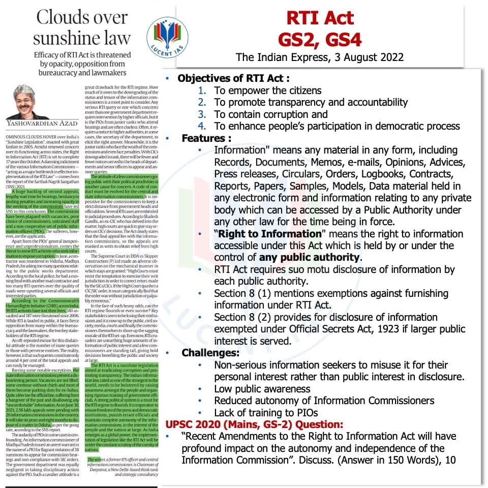 Download: Today's Assam Tribune Analysis & Current Affairs | Lucent IAS: Best APSC Coaching in Guwahati 8 The Indian Express Analysis_Lucent IAS_The Best APSC Coaching in Guwahati_3 August_2022
