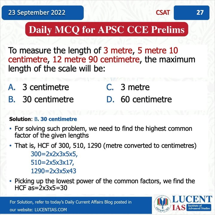 CSAT_for_APSC_Prelims_Compiled by_Lucent_IAS:_Best_Online_&_Offline_Coaching_Institute_For_APSC_&_UPSC_In_Guwahati 23 September_2022