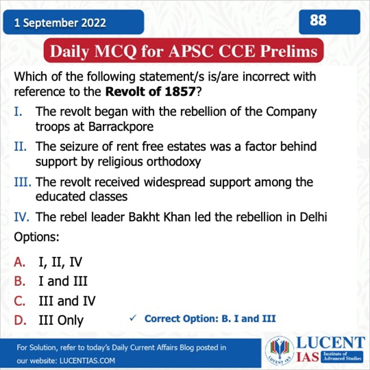 APSC Current Affairs | Lucent IAS: The Best APSC Coaching Institute in Assam 9 MCQ for APSC Prelims 2022 Compiled by Lucent IAS: Best APSC Coaching Institute in Assam_1 September_202