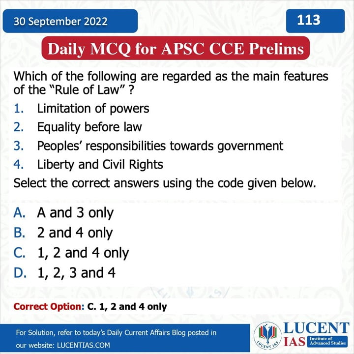 MCQ_for_APSC_Prelims_Compiled_by_Lucent_IAS:_Best_APSC_&_UPSC_Educational_Institute_In_Assam 30 September_2022