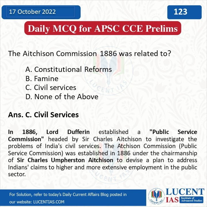 Download: Today's Current Affairs Assam Tribune Analysis Compilation | Lucent IAS: Best Online APSC Coaching Institute 10 MCQ_for_APSC_Prelims_Compiled_by_Lucent_IAS:_Best_APSC_&_UPSC_Coaching_Institute_For_Online_&_Offline_Classes_In_Guwahati_Assam 16 & 17 October_2022