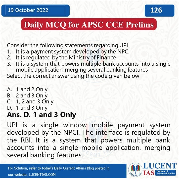 MCQ_for_APSC_Prelims_Compiled_by_Lucent_IAS:_Best_APSC_&_UPSC_Coaching_Institute_In_Guwahati_Assam 18 & 19 October_2022