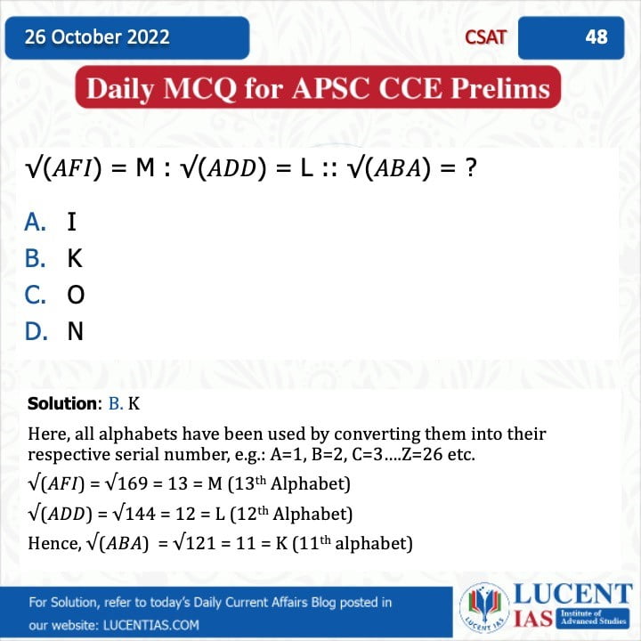 CSAT_for_APSC_Prelims_Compiled by_Lucent_IAS:_The_Best_Online_APSC_&_UPSC_Coaching_In_Guwahati_Assam 27 October_2022