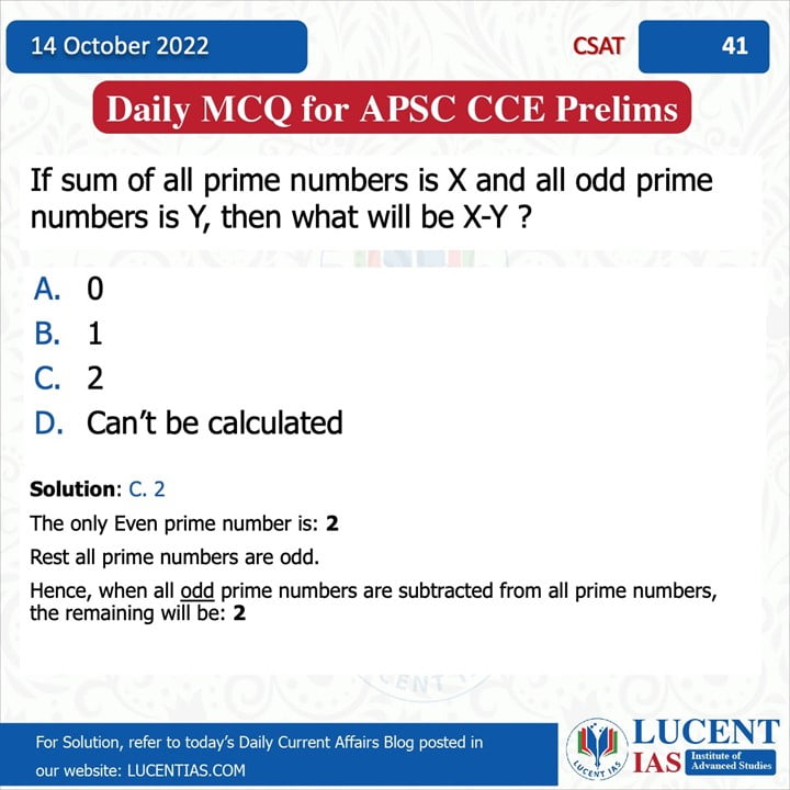 CSAT_for_APSC_Prelims_Compiled by_Lucent_IAS:_Best_APSC_&_UPSC_Institute_For_IAS_Coaching_In_Assam 14 October_2022