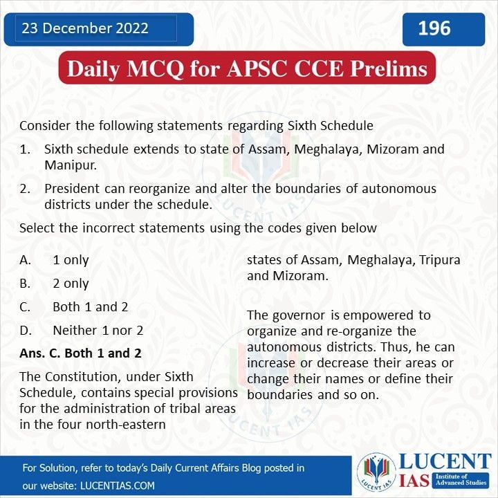 MCQ_for_APSC_Prelims_Compiled_by_Lucent_IAS:_Best_Coaching_Center_For_APSC_&_UPSC_In_Guwahati_Assam_23_December_2022