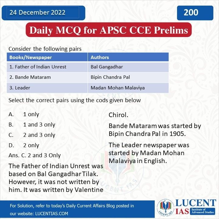 MCQ_for_APSC_Prelims_Compiled_by_Lucent_IAS:_Best_Coaching_Institute_For_APSC_&_UPSC_In_Guwahati_24_December_2022