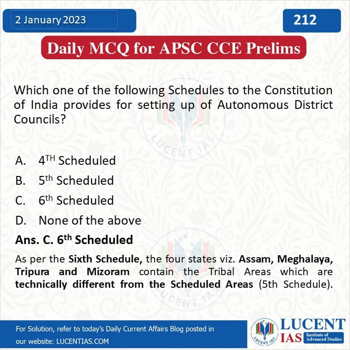 MCQ_for_APSC_UPSC_Prelims_Compiled_by_Lucent_IAS:_Best_Coaching_Institute_For_APSC_&_UPSC_In_Guwahati_01_January_2023