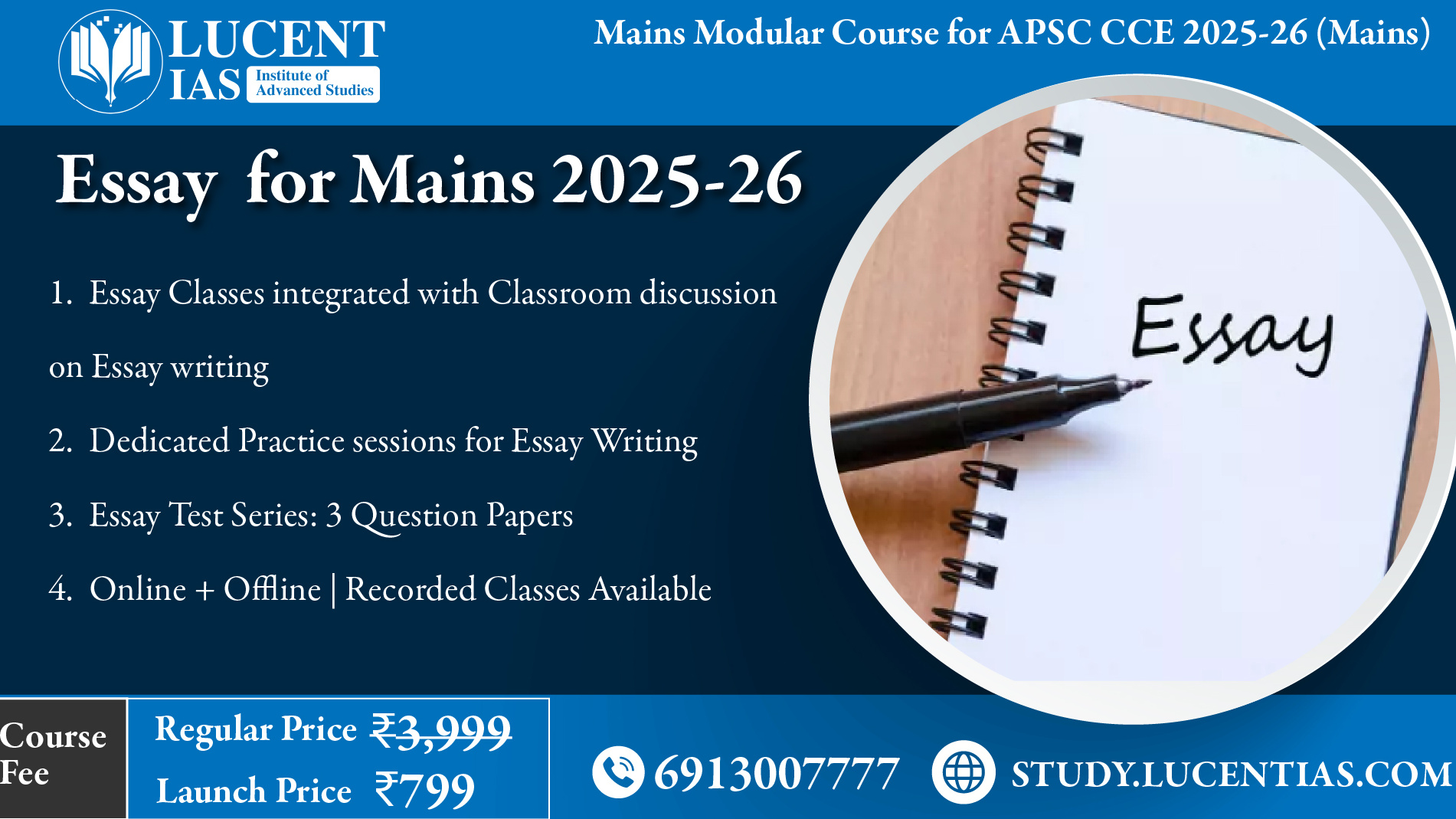 Mains Tattva | APSC CCE Mains Course 2025-2026 7 Essay Writing Classes for APSC Mains